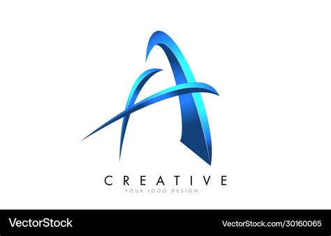 Creative a letter logo with blue 3d bright Vector Image