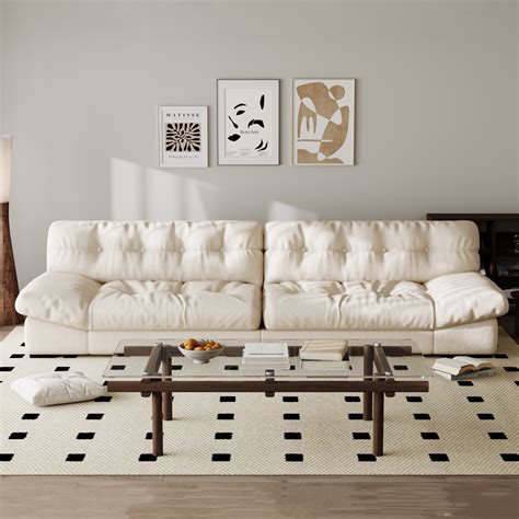 Modern Beige Armless Sectional Sofa