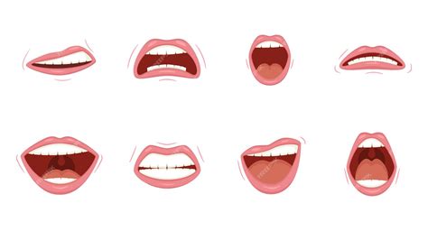 Premium Vector | Set of emotional women's lips cartoon cute mouth ...