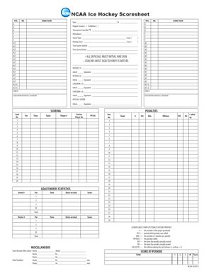 hockey score sheet pdf Forms and Templates - Fillable & Printable ...