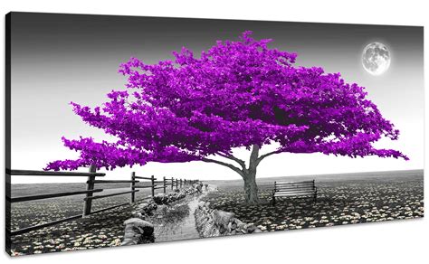 Natural Landscape Purple Tree Wall Art for Bedroom living Room Canvas Wall Art 1 Pieces Modern ...