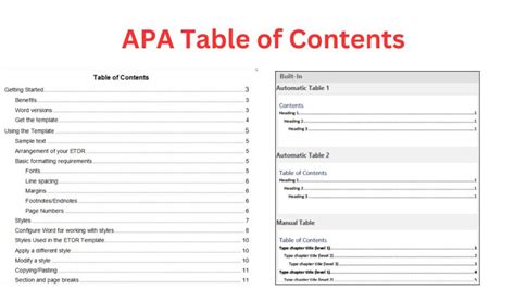 APA Table of Contents - Format and Example - Research Method