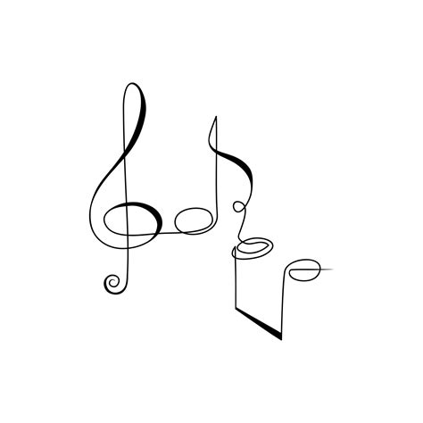 Music notes drawn by one line. Abstract composition in doodle style. Continuous line drawing ...