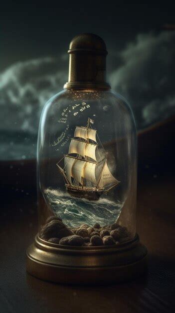 Premium AI Image | A ship in a bottle with the words " the ship " on it.