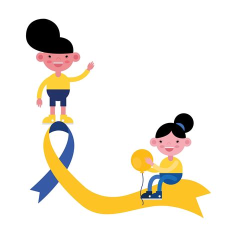 little kids in syndrome down ribbon campaign and balloon 2736534 Vector ...