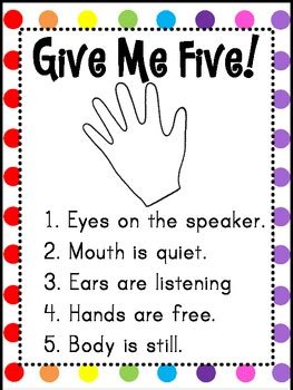 Give Me Five Poster (FREEBIE) by Tanya Rae Teaches | TpT