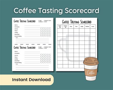 Coffee Tasting Notes Score Card, Tasting Flight Coffee Printables, Fun Virtual Tasting Party for ...