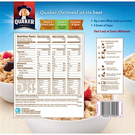 Quaker Oats Instant Oatmeal Nutrition Label Quaker Original With Milk | Hot Sex Picture