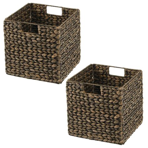 mDesign Large Woven Hyacinth Home Storage Basket for Cube Furniture, 2 ...