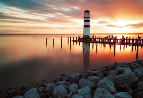 Landscape Ocean Sunset - Lighthouse Stock Photo - Image of building, coastline: 34526434