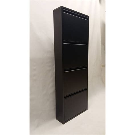 Metal shoe rack with 4 black compartments - Cablematic