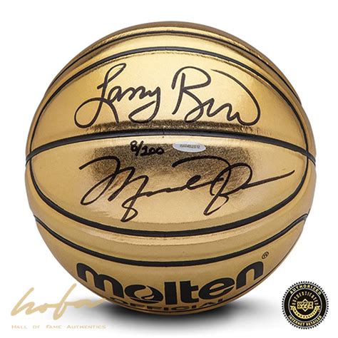 MICHAEL JORDAN/LARRY BIRD MOLTEN GOLDEN BASKETBALL -L100 | Hall of Fame Authentics