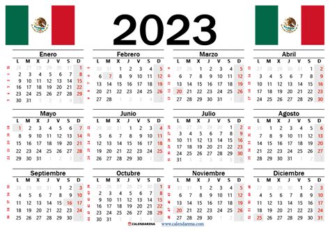 Calendario 2023 México Con Festivos PDF