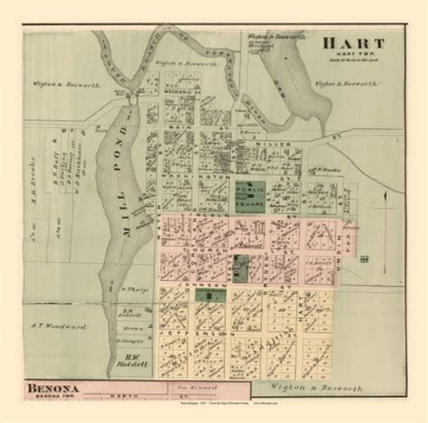 Hart Village, Hart, Michigan 1876 Old Town Map Custom Print - Oceana Co. - OLD MAPS