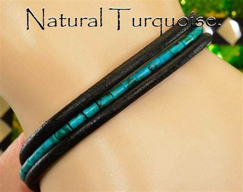 Details about 5B-228 CUSTOM MADE Turquoise Sterling Silver Leather NEW Wristband Men Bracelet ...