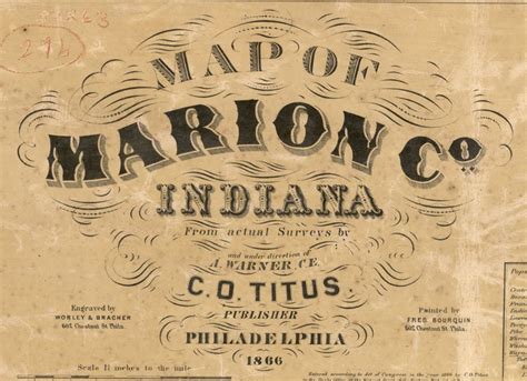 Marion County Indiana 1866 Old Wall Map Reprint with | Etsy