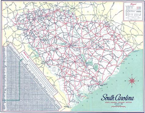 South Carolina - Roads & Highways - SC Road Map 1956