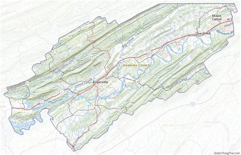 Map of Hawkins County, Tennessee