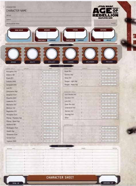 Star Wars: Age of Rebellion 1 Character Sheet