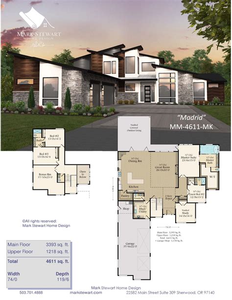 Madrid | Large L-shaped Modern House Plan by Mark Stewart | Modern ...