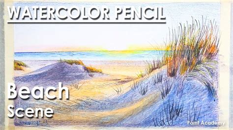 Watercolor Pencil : A Beach Landscape | step by step - YouTube | Beach ...