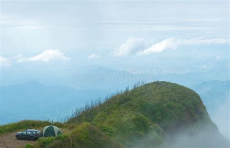 Camping on Green Mountain Landscape Stock Photo - Image of spring ...