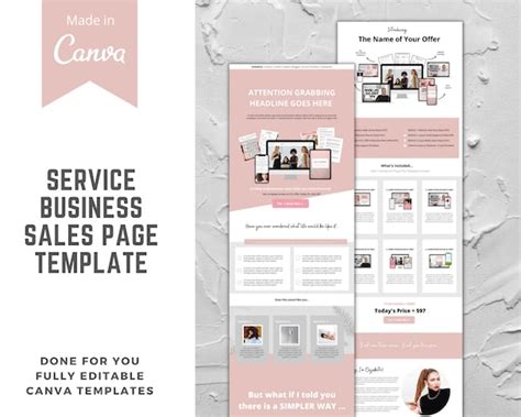 Sales Page Template Canva Online Course Launch Template | Etsy