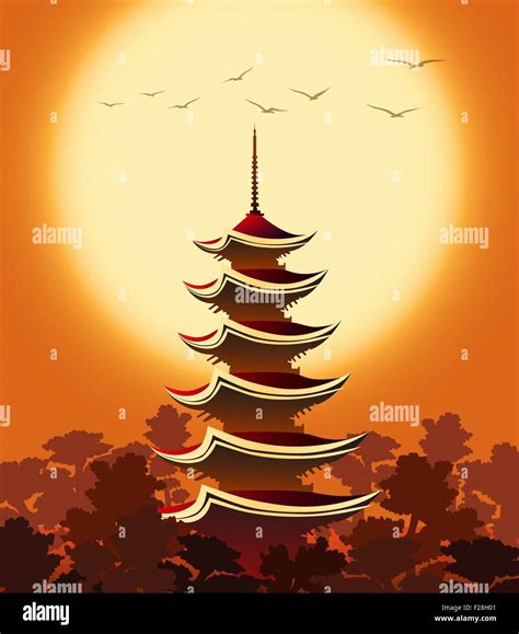 China and pagoda and mountains Stock Vector Images - Alamy