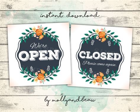 Cute Open and Closed Signs Open Sign Closed Sign Instant | Etsy