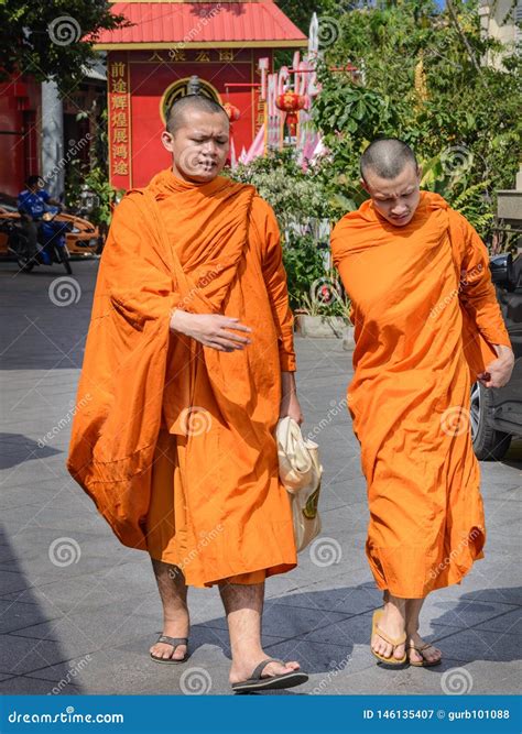 Buddhist Monks Walking in the Street, Bangkok, Thailand Editorial Photography - Image of monks ...