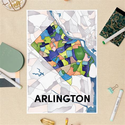 Arlington Neighborhoods Map Art Print - Etsy