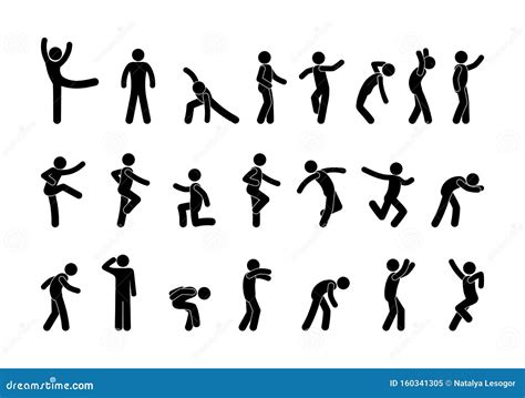 Silhouettes of Having Fun People, Funny Dancing, Isolated Stick Figure Stock Vector ...