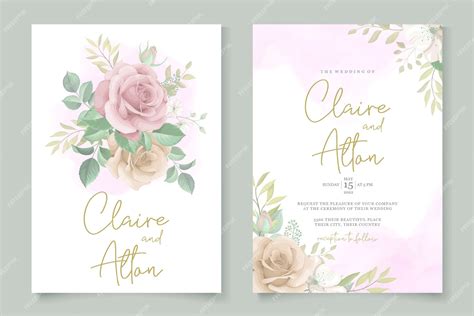 Premium Vector | Elegant wedding card template