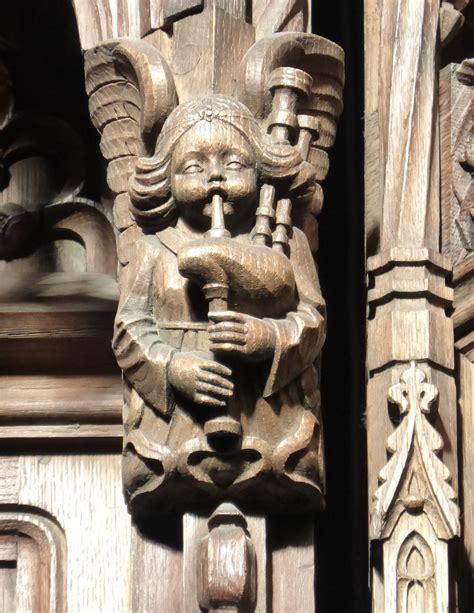 Image: Angel playing bagpipes, Thistle Chapel, St. Giles