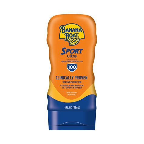 Banana Boat Sport Ultra Sunscreen Lotion 4 Oz, 100 SPF Sunblock, Water Resistant (80 Minutes ...