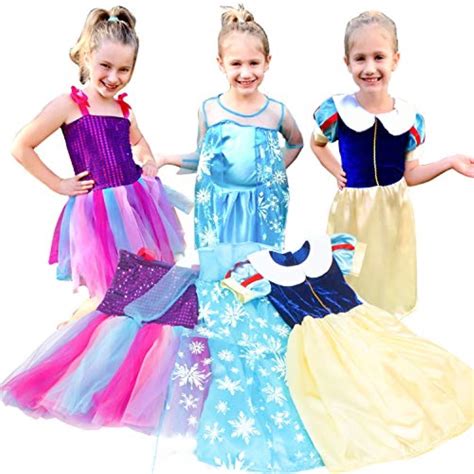 VGOFUN Princess Costume Dresses Girls 3 Pack Dress up Dresses Role Play Set for Little Girls ...