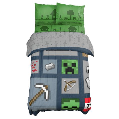 Minecraft Icon Adventure 100% Microfiber Twin Bed Set, Blue Green - Walmart.com - Walmart.com