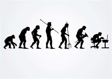 Evolution Of Human Work Silhouettes Vector Download