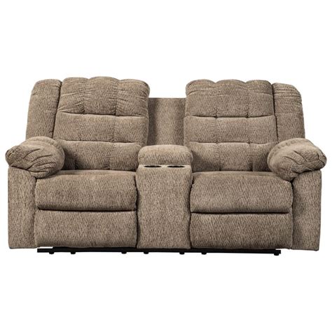 Workhorse Casual Double Reclining Loveseat w/ Console & 2 Cup Holders ...