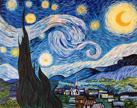 Hand Painted Vincent Van Gogh Starry Night Painting | Etsy | Starry ...