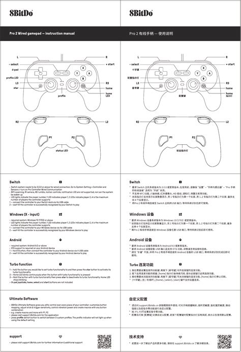 User manual 8BitDo Pro 2 (English - 1 pages)