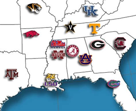 SEC Map Teams Logos Sport League Maps, 55% OFF