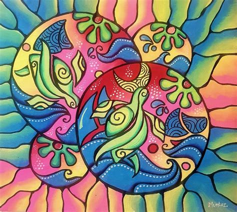 Happy Hippie Turtles Painting by Mumtaz Artventures - Fine Art America