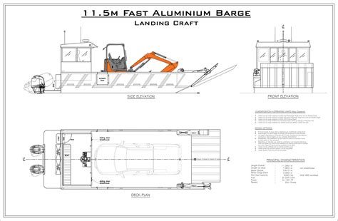 9-12m Aluminium Barge - Landing Craft - De Villiers Marine Design