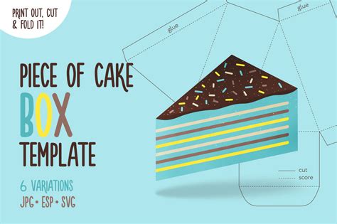 Printable Box Template - Cake Slice By moibalkon | TheHungryJPEG