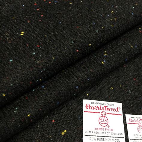 Harris Tweed Fabric Black With Multicoloured Flecks Wool | Etsy