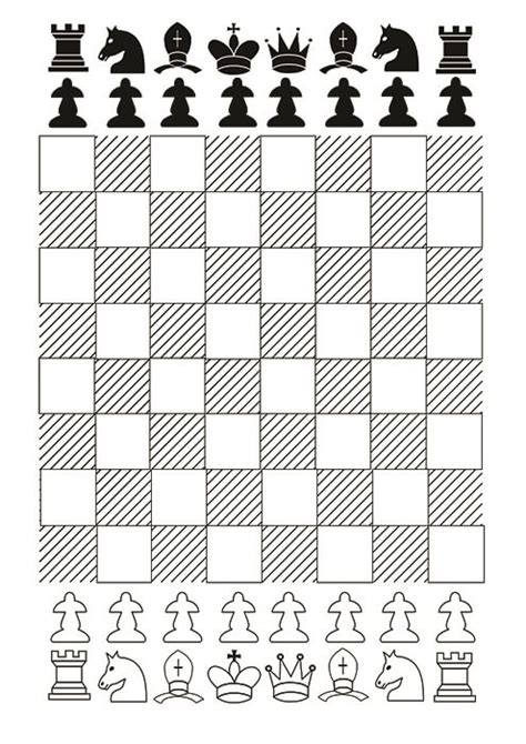 Chess Board with Chess Pieces Printable Template | Free Printable ...