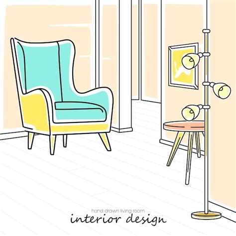 Premium Vector | Hand drawn modern living room