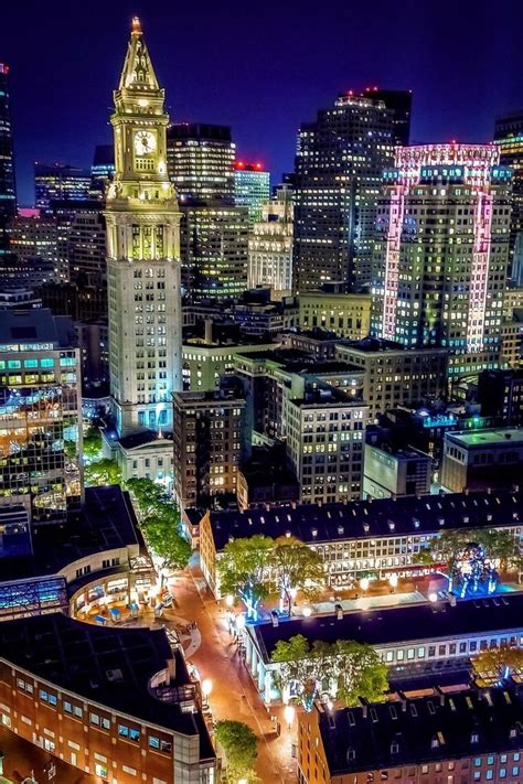 BOSTON MASSACHUSETTS | DOWNTOWN BOSTON MASSACHUSETTS AT NIGHT BY DRONE ...