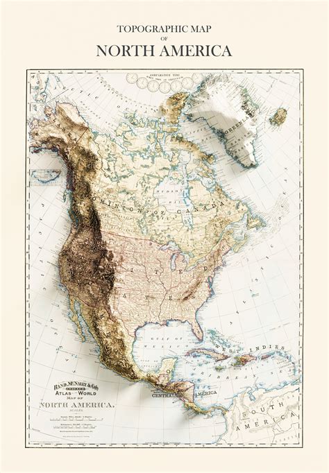 North America Vintage Topographic Map C. 1892 Shaded Relief Map - Etsy